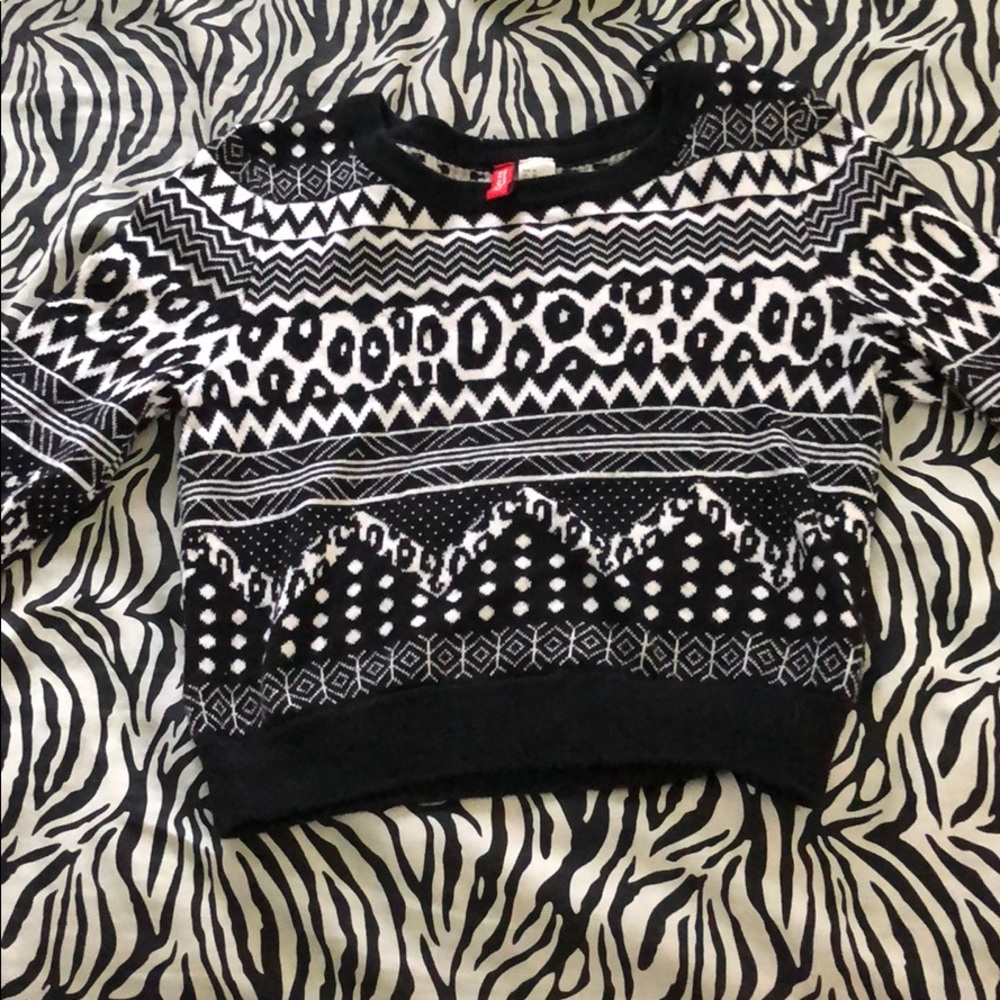 Multi print crop sweater